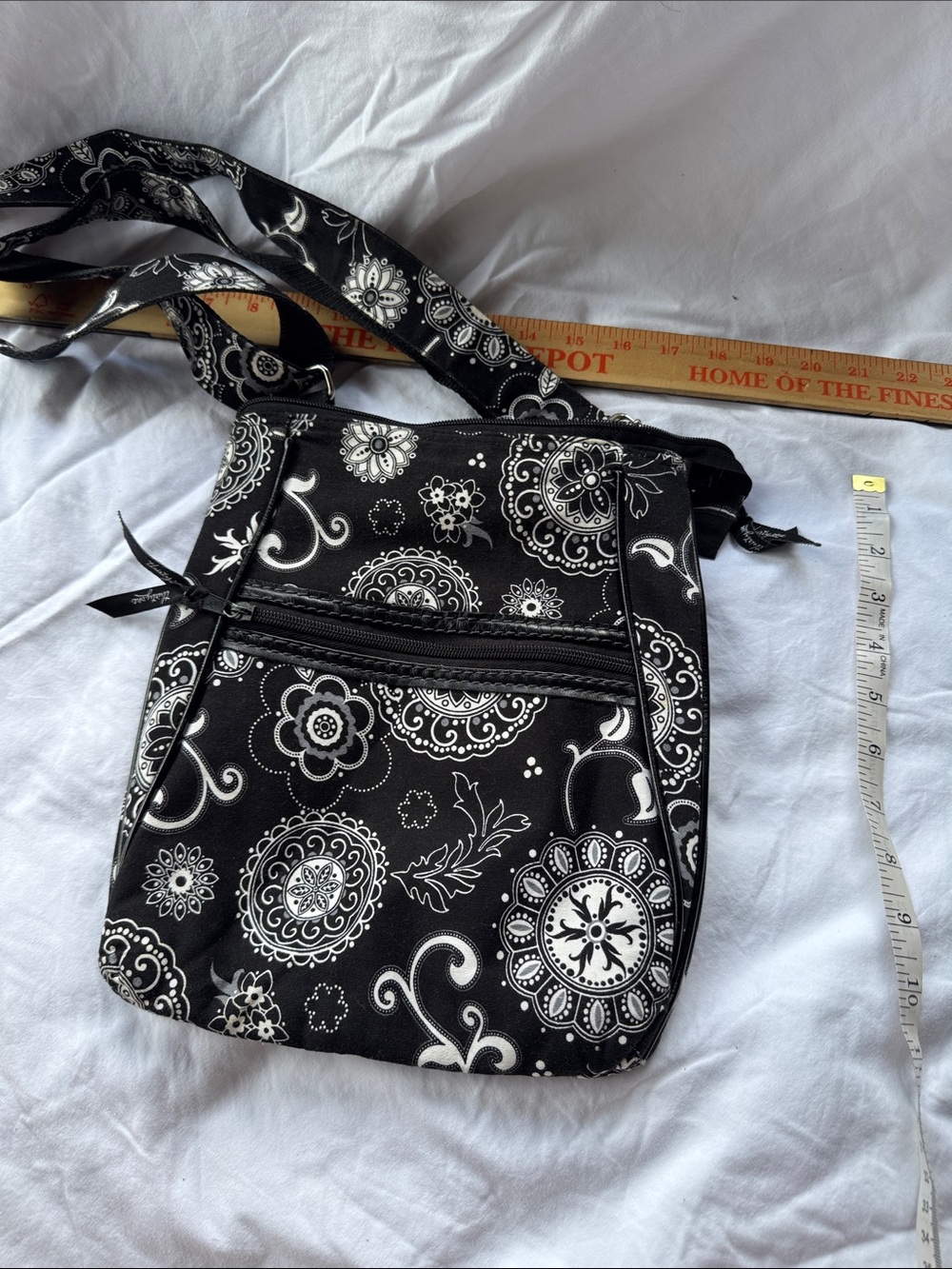 Black and White Floral Crossbody Bag